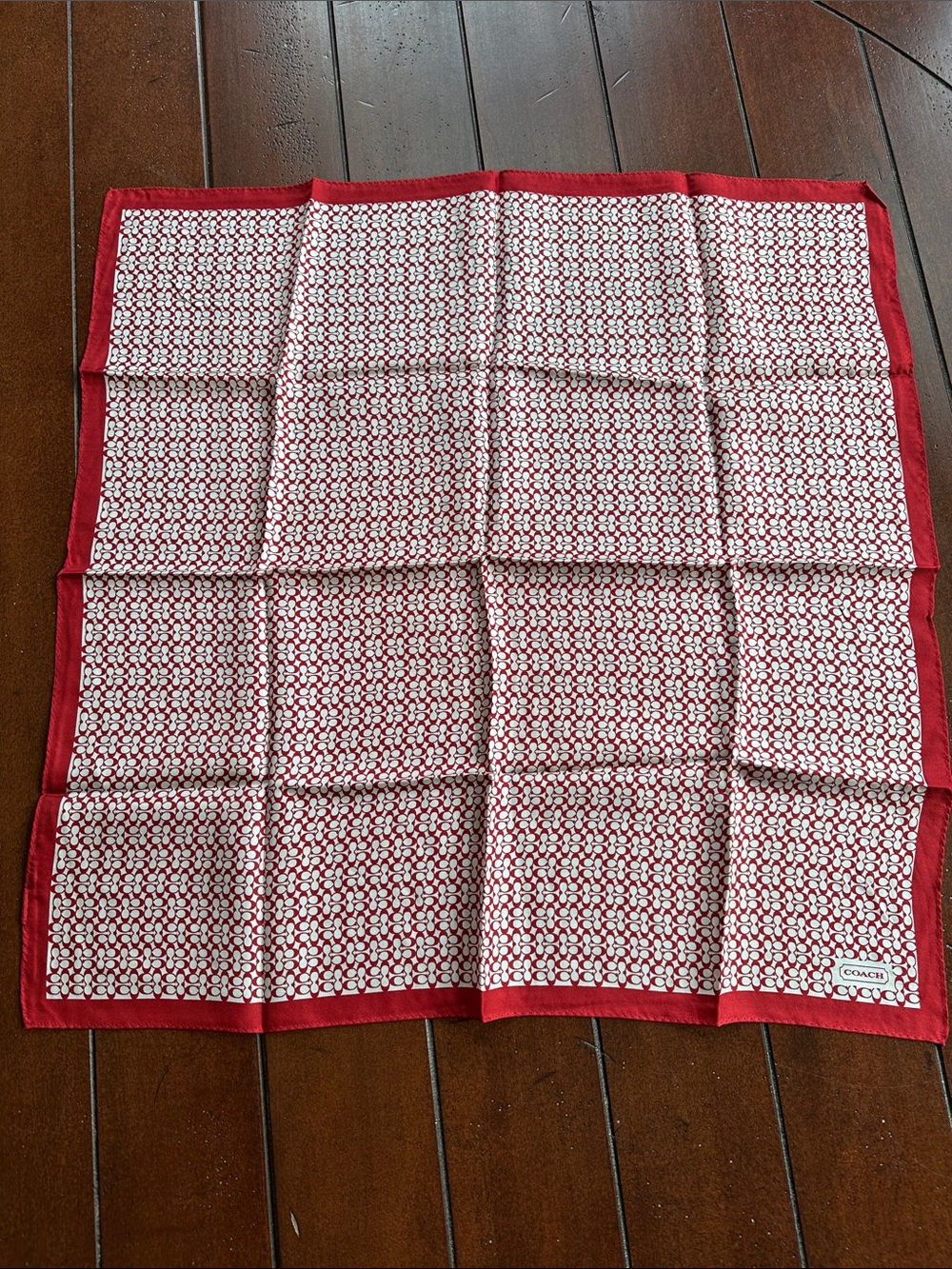 Coach Red and White Signature Pattern Scarf